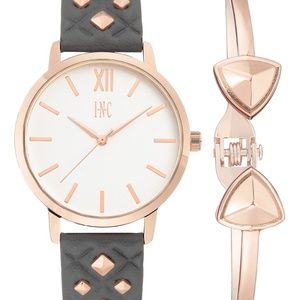 Rose Gold Faux Leather Strap w Studs 38mm Watch